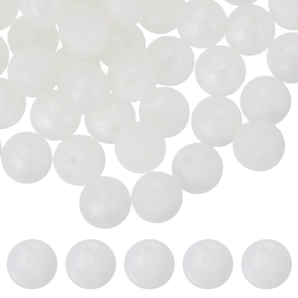 60 Pcs Silicone Beads, 9mm Bulk Beads for Keychain Making, Bright White