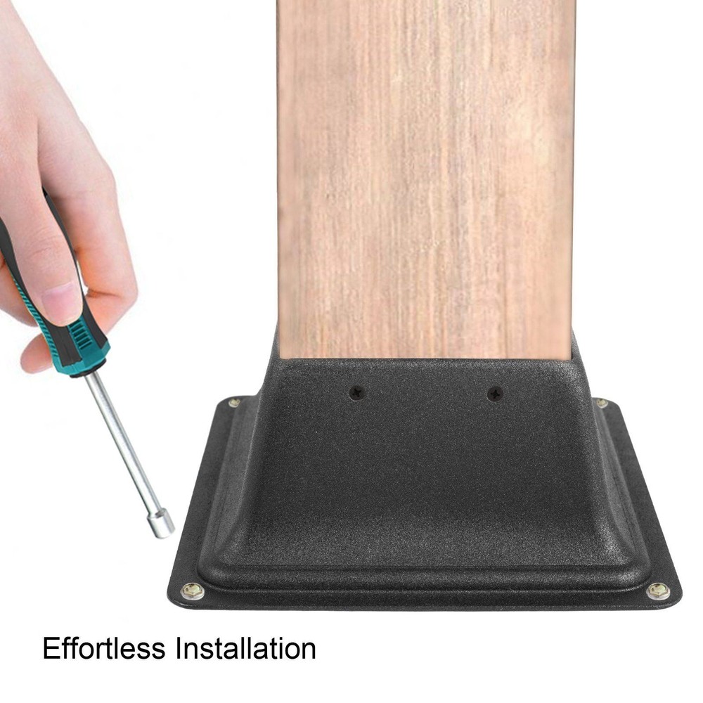 5-Piece Steel Deck Post Base for 4x4" Posts, Black Powder-Coated