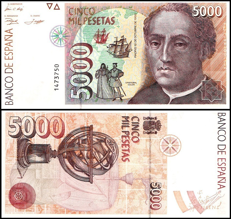 Spain 5000 Pesetas, 1992, P-165, UNC