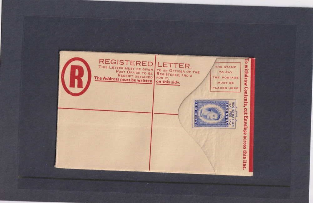 GRENADA Q.E.11 6c. MINT REGISTERED ENVELOPE.