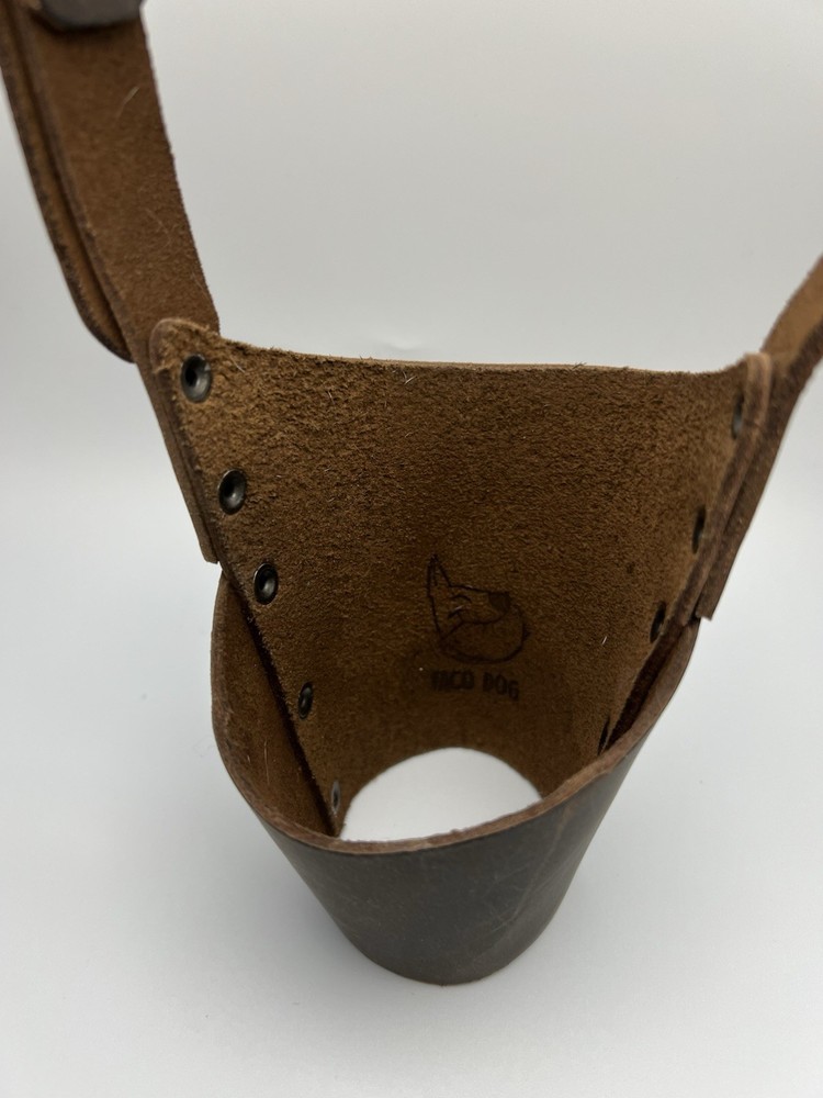 Taco Dog Leather Muzzle Adjustable Strap Brown Genuine Leather Dog Muzzle NEW