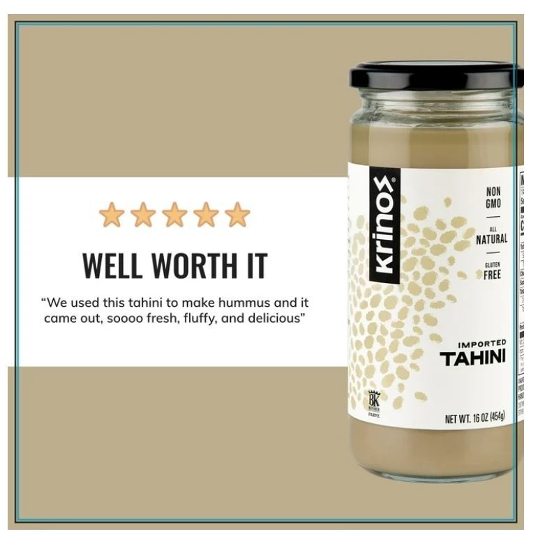 Krinos Imported Tahini, Sesame Seed, 16 oz..