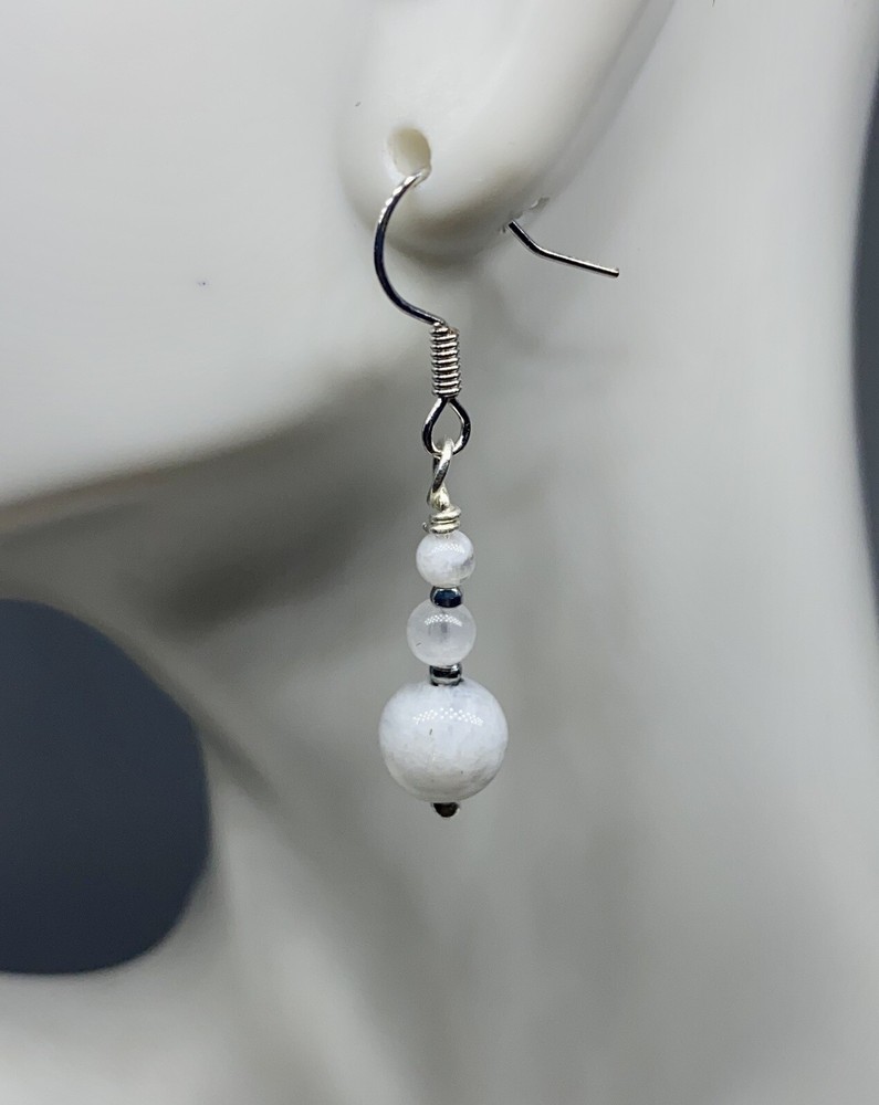 Blue Moonstone Genuine Stone Handmade Earrings