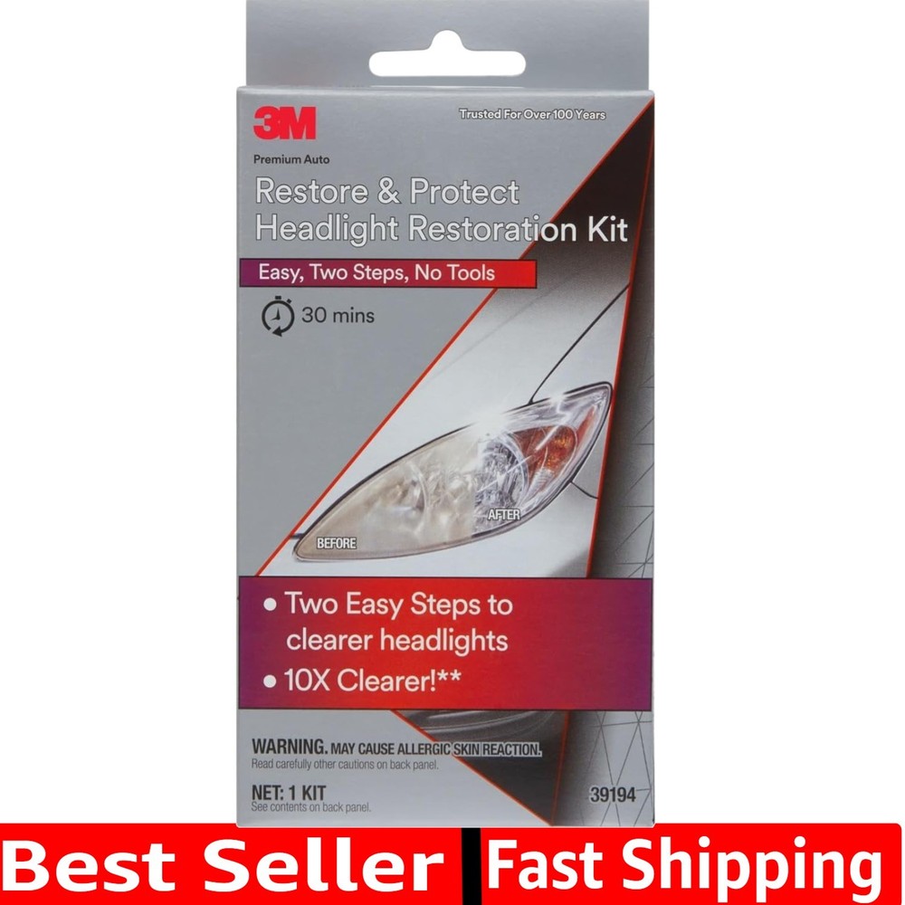 Auto Restore and Protect Headlight Restoration Kit, Use On Plastic Lenses, He...
