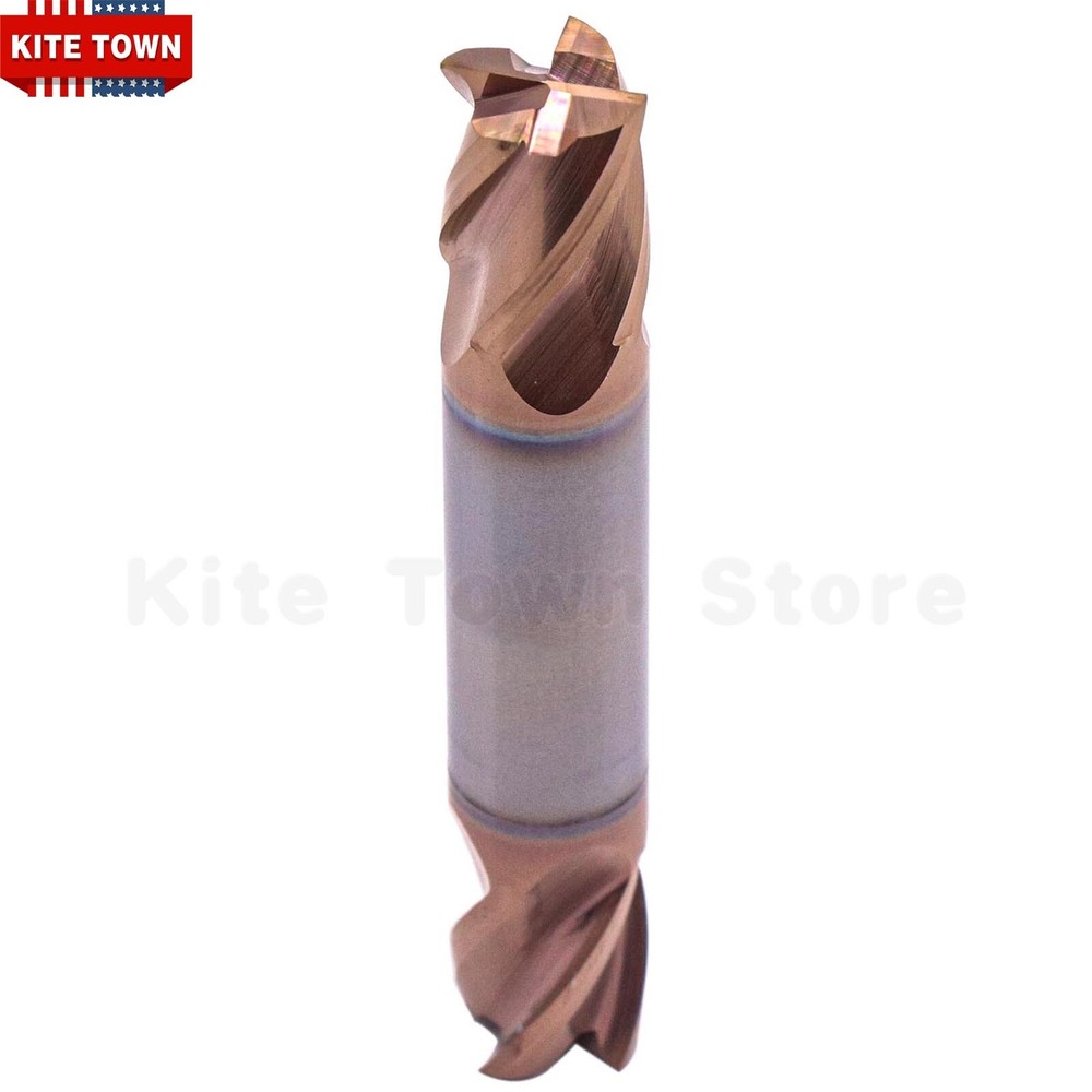 5Pcs 4 Flute 1/2" x 5/8" x 3" Double End Solid Carbide End Mills - TiSiN Coated