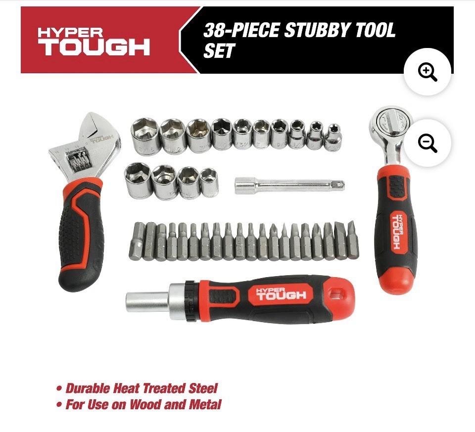 Toolset - 38 Piece Stubby Tool Set And Case - NEW Tools- Hyper Tough Tool Set