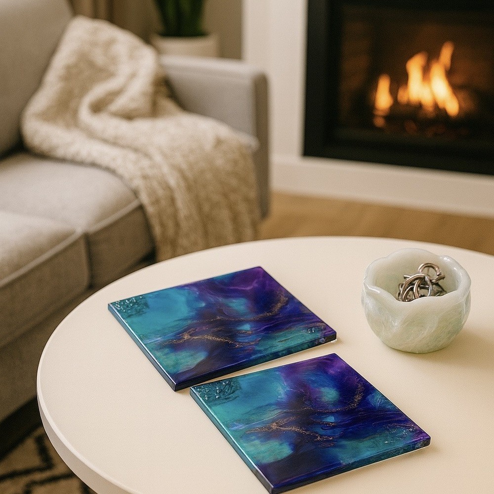 Blue Ocean Resin Coaster Set