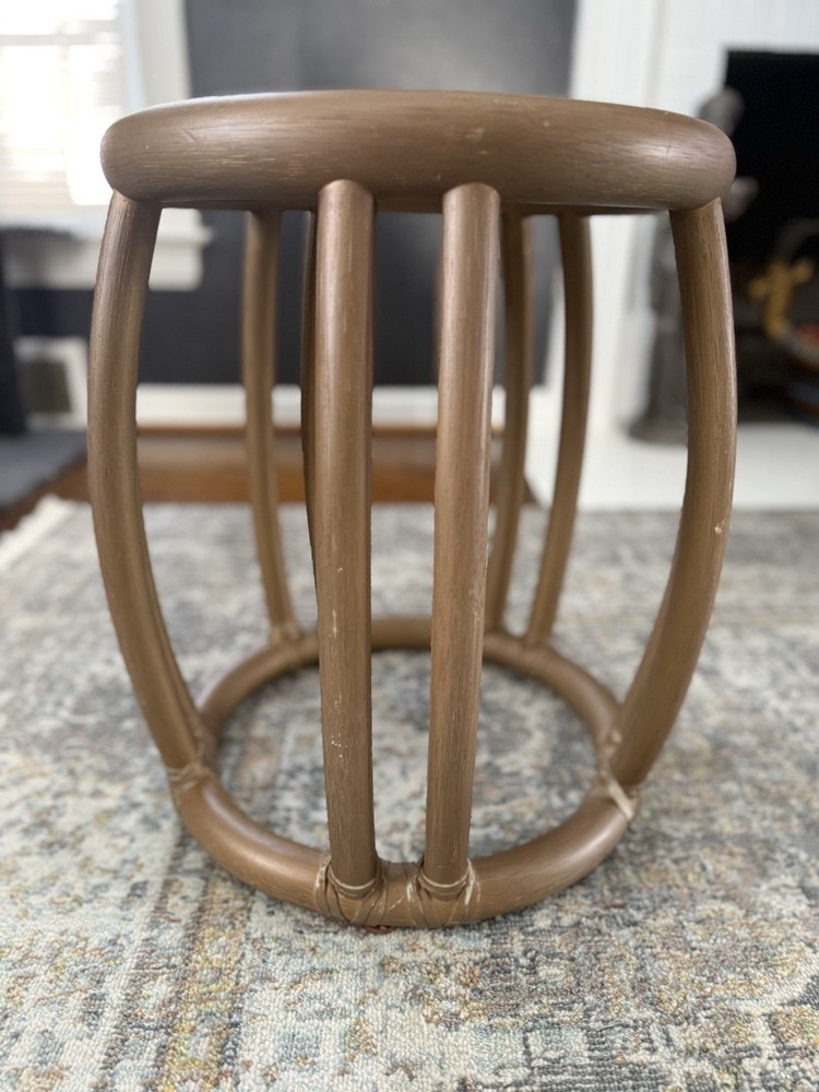 Vintage McGuire Rattan Drum Side Table or Stool