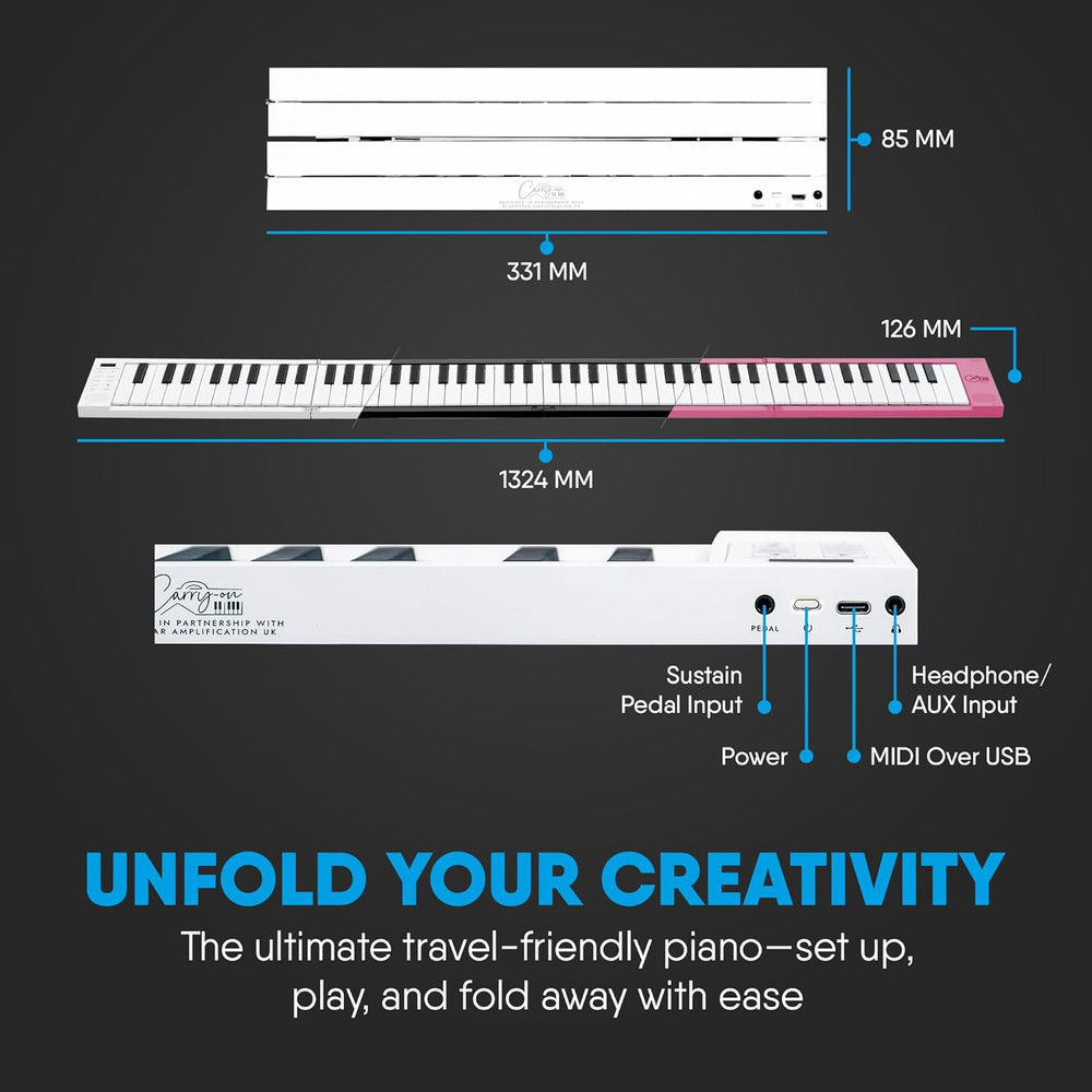 Blackstar White 88 Keys USB MIDI Controller for Portable Folding Digital Piano