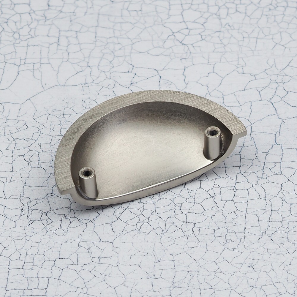 Nickel Kitchen Cupboard Handle Cup Pull Knobs Brushed Shaker Door Drawer Cabinet