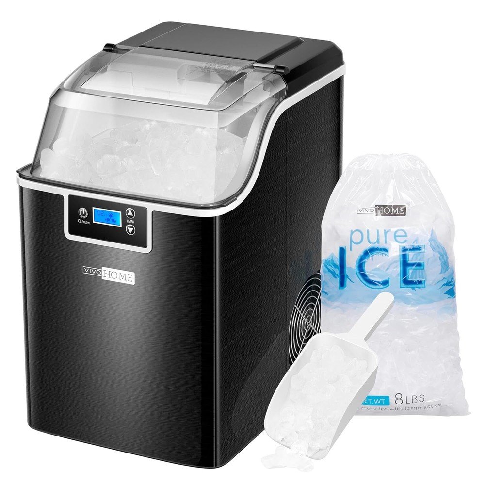 44lbs/Day Electric Chewable Nugget Ice Cube Maker Machine Self-Clean Function
