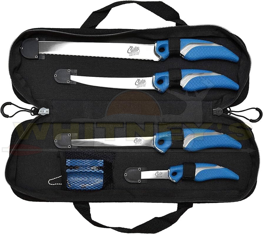 Cuda Fishing Knife and Sharpener Set w/Case - 6pc - CUD-18133