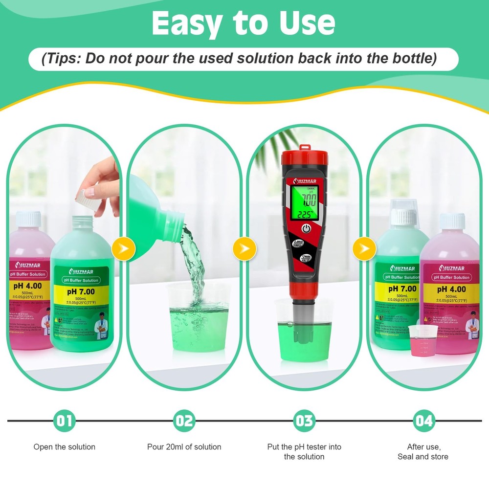 500ml Tester pH 7.00/4.00 Buffer Solution Each and Digital Meter