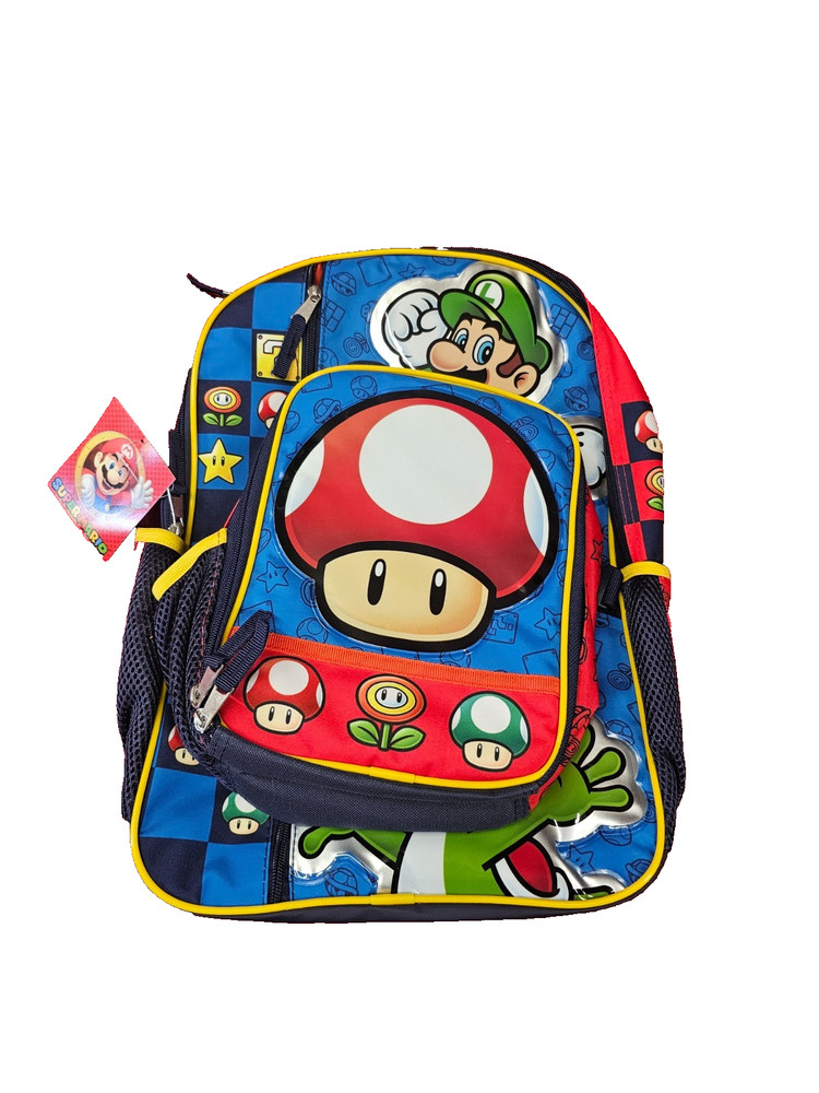 Super Mario Boys 17"  Backpack with Lunch Box