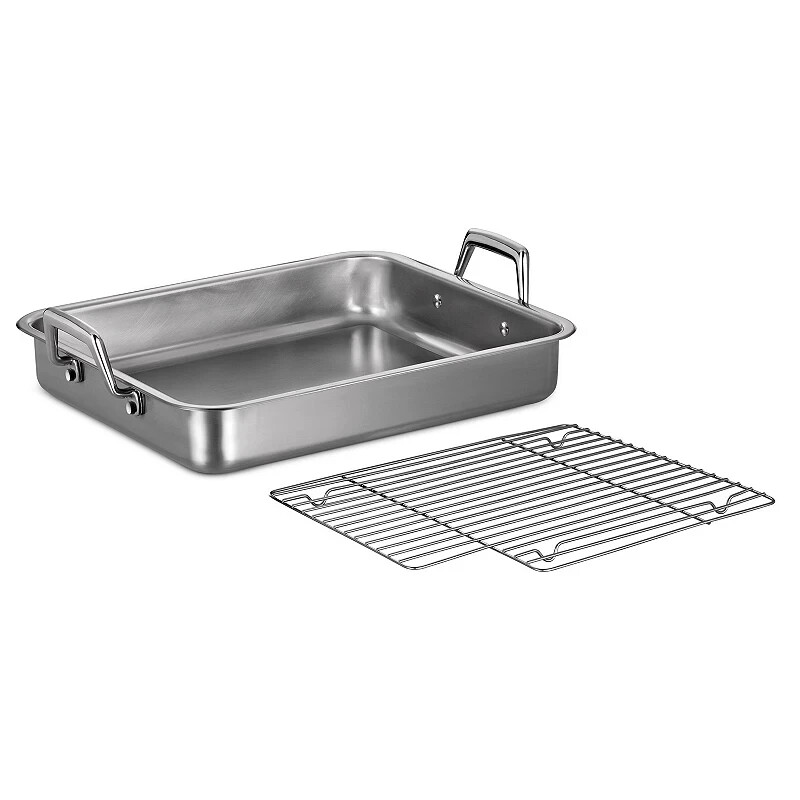 13.5" Tramontina Gourmet 18/10 Rectangular Roasting Pan with Basting Rack