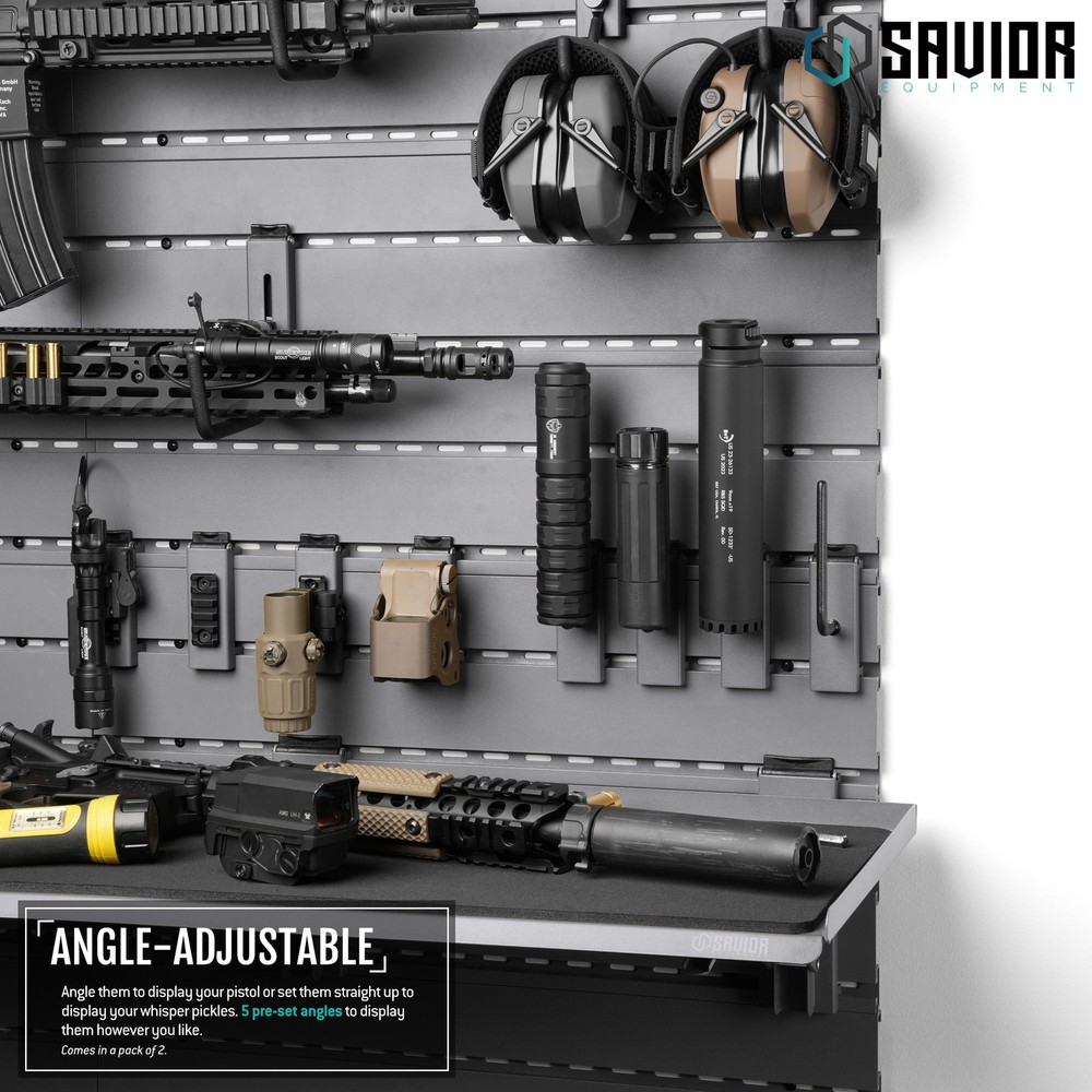 [SAVIOR] Wall Rack System Angle Adj. Pistol & Suppressor Rack Mount Hook Holder