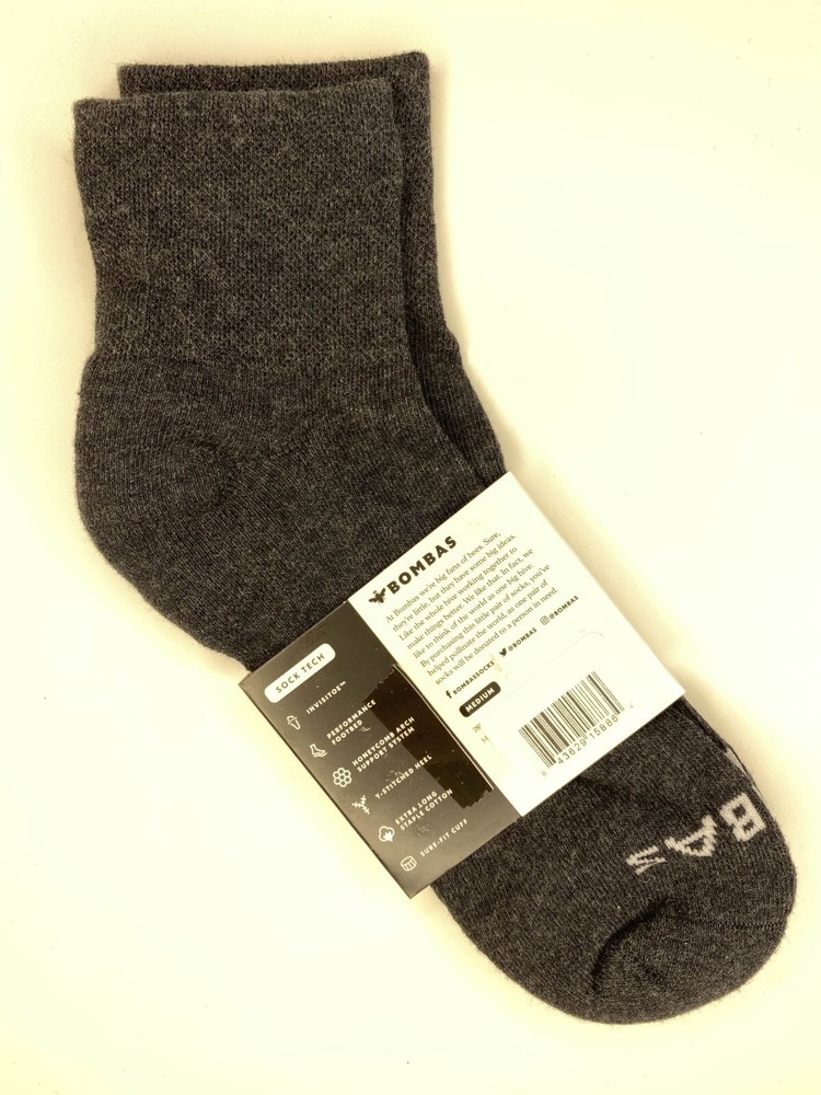 [3 Pack] Bombas Dark Charcoal Solid Pique Quarter Socks
