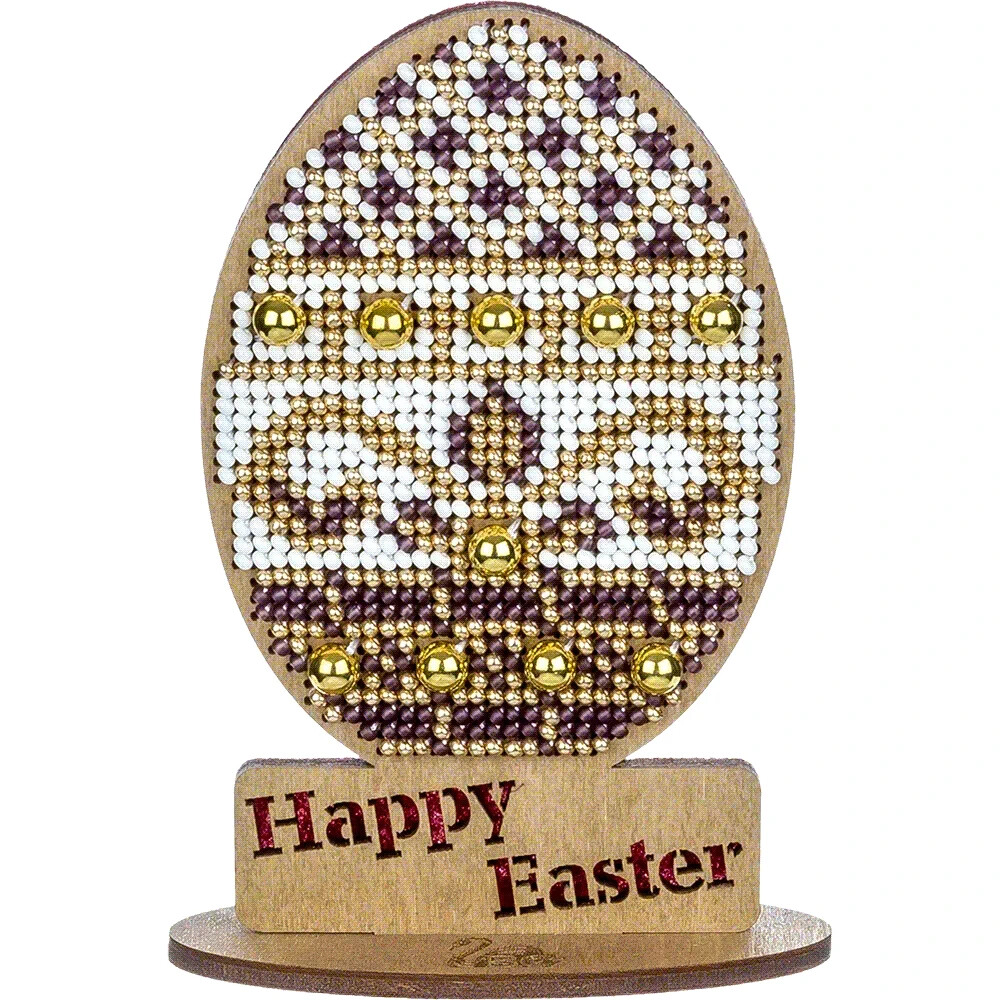 DIY Bead Embroidery Kit on Wood Easter Decoration Beadwork Beaded Craft Art Set