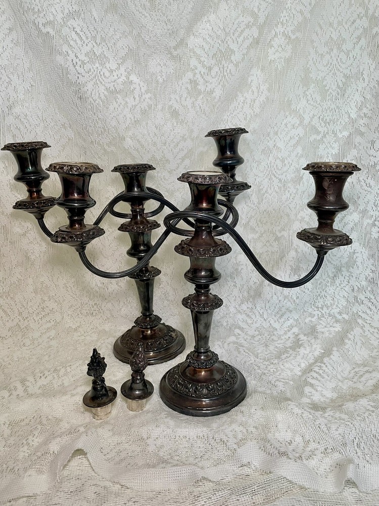 antique silver candelabra pair
