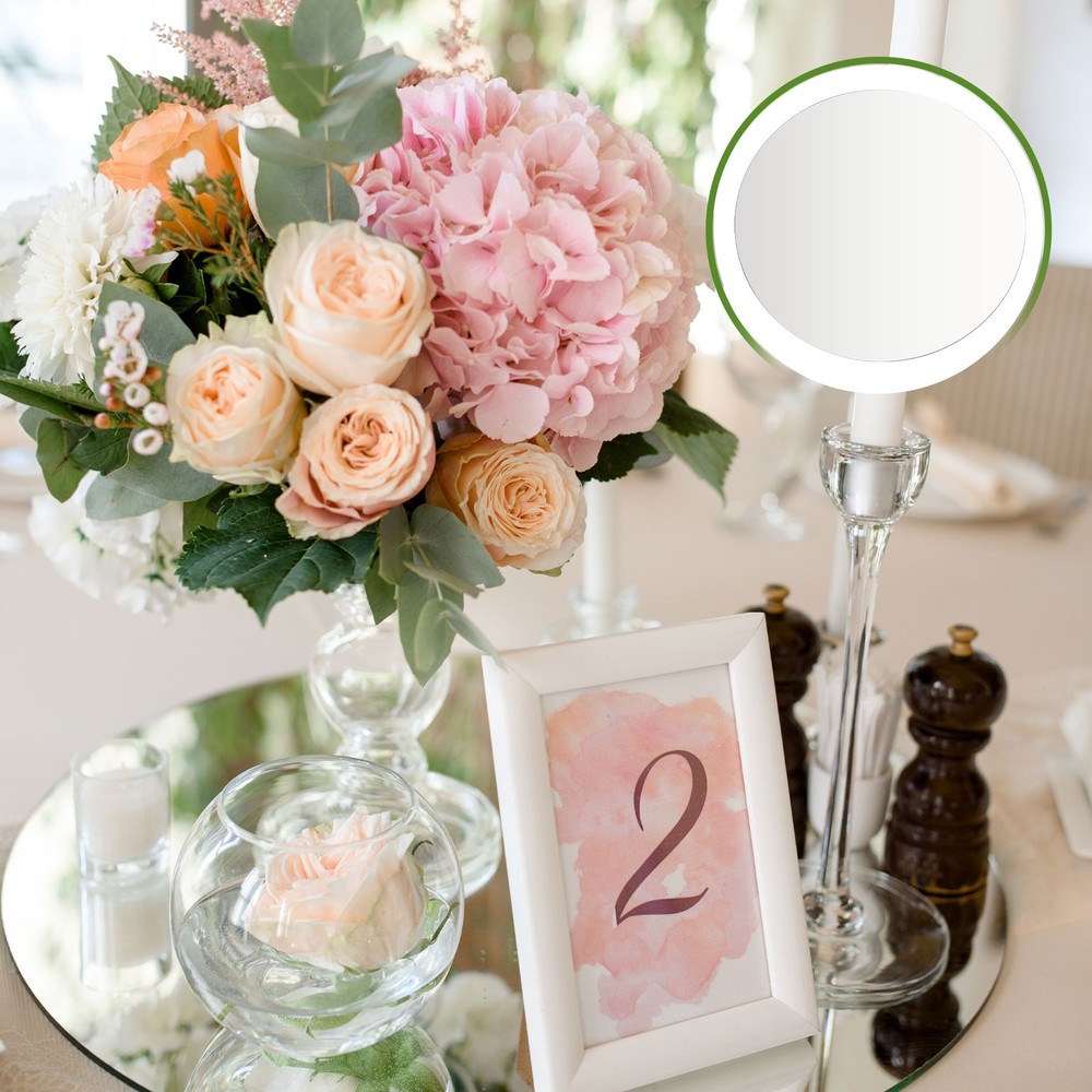 6 Pack 6 Inch Mirror Centerpieces for Table, Round Mirrors Table Plate, Silver