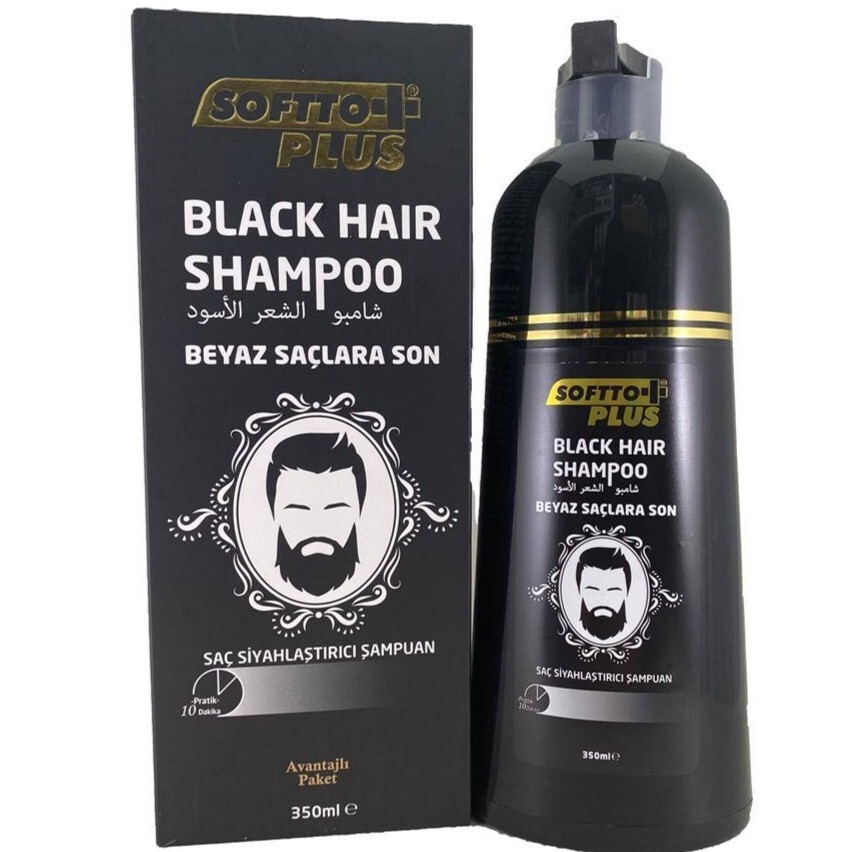 Softto Plus Grey Coverage Black Hair Shampoo 12 oz - 350ml Natural