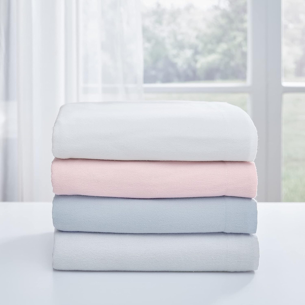 - King Sheet Set, Cotton Flannel Bedding, Brushed for Extra Softness & Comfort (