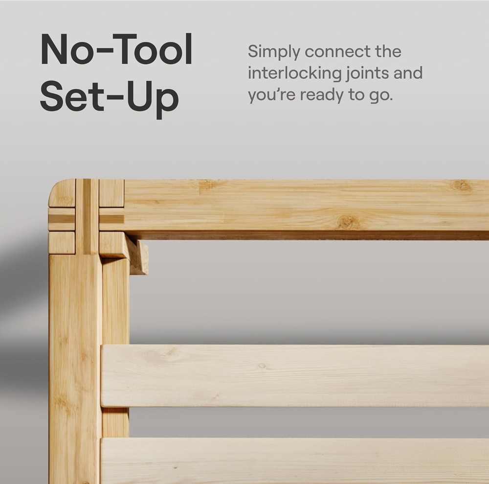 Natural Bamboo Cal King Headboard - Easy Tool-Free Setup, Durable Design