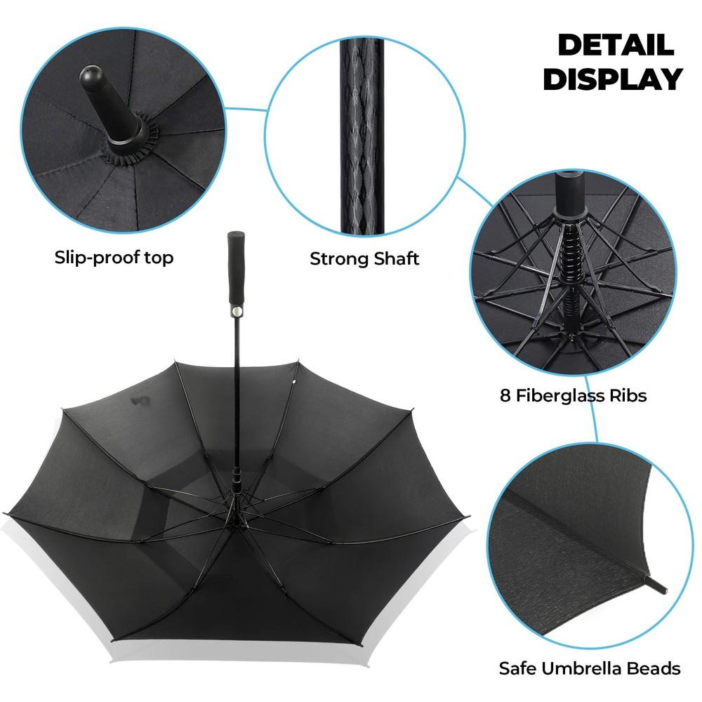 Automatic Open Golf Umbrella, 54/62/68/72 inch Extra Large Oversize Double Ca...