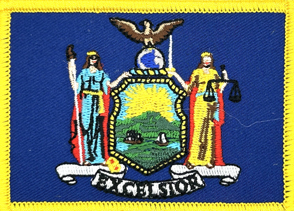 NEW YORK STATE FLAG EMBELEM IRON ON PATCH EE-295