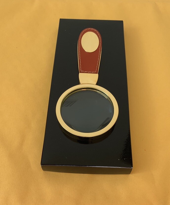 Magnifying Glass Hand Held Leather/Brass New In Box