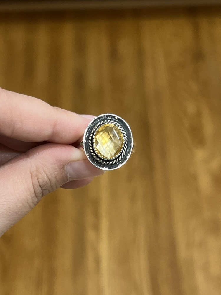 Citrine Sterling Silver Adjustable Ring