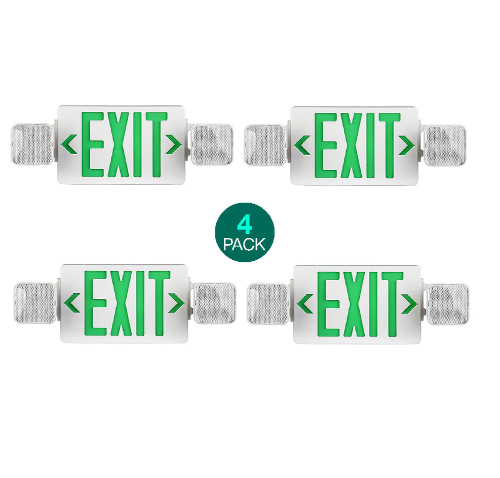 Green Emergency LED Exit Sign Fire Resistance Rotatable LED Lamps(4 Pack)