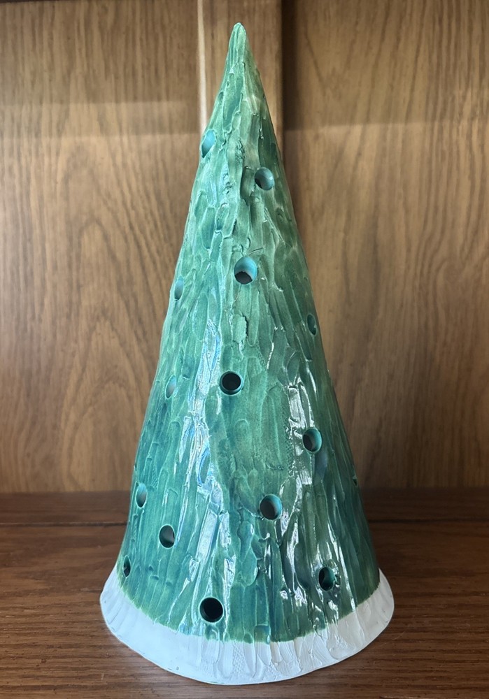 Christmas Tree Luminary Handmade Studio Pottery Textured Finish
