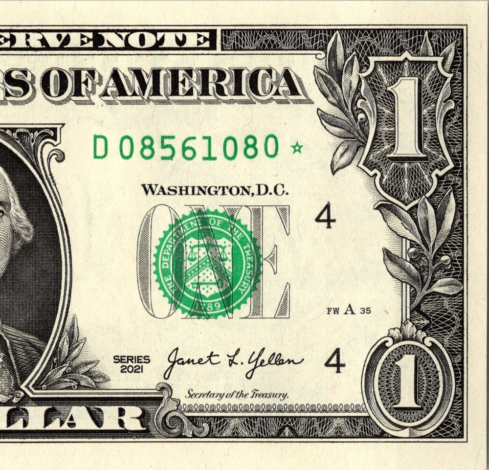 2021 D Star Note One Dollar Bill Regular Run Pack Note D08561080*