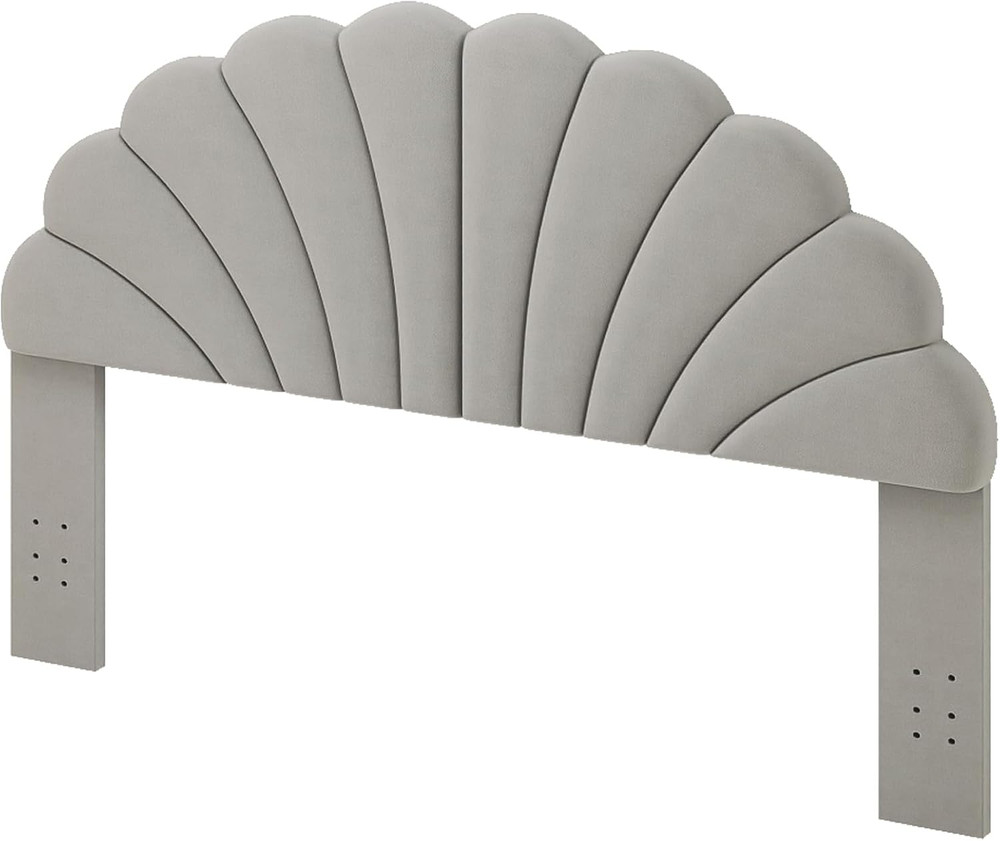 Gray Velvet Queen/Full Size Wall Mount Headboard - Easy Assembly