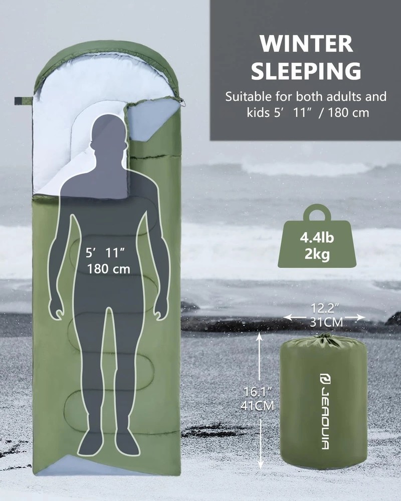 Spacious Cold Weather Sleeping Bag for Tall Campers - Adjustable Features