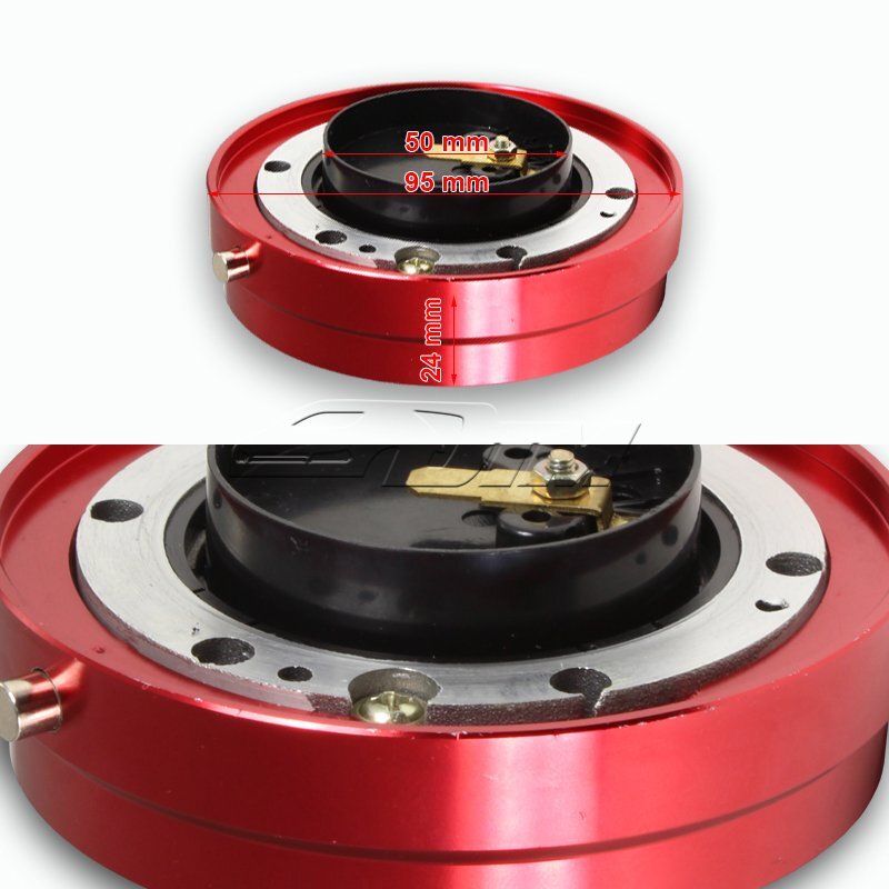 1" Red 6-Hole Steering Wheel Short Quick Release Hub Adapter Kit Universal