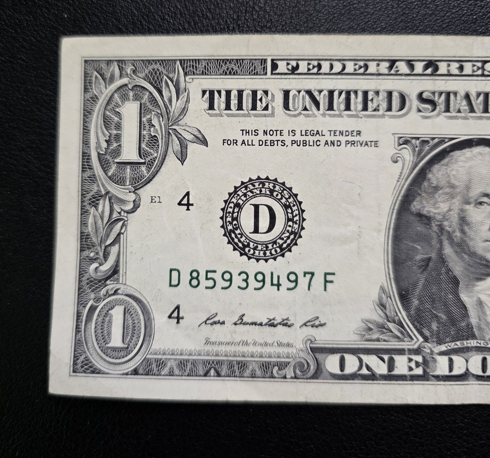 $1 Contaminated Ink Well Error D85939497F CIRC