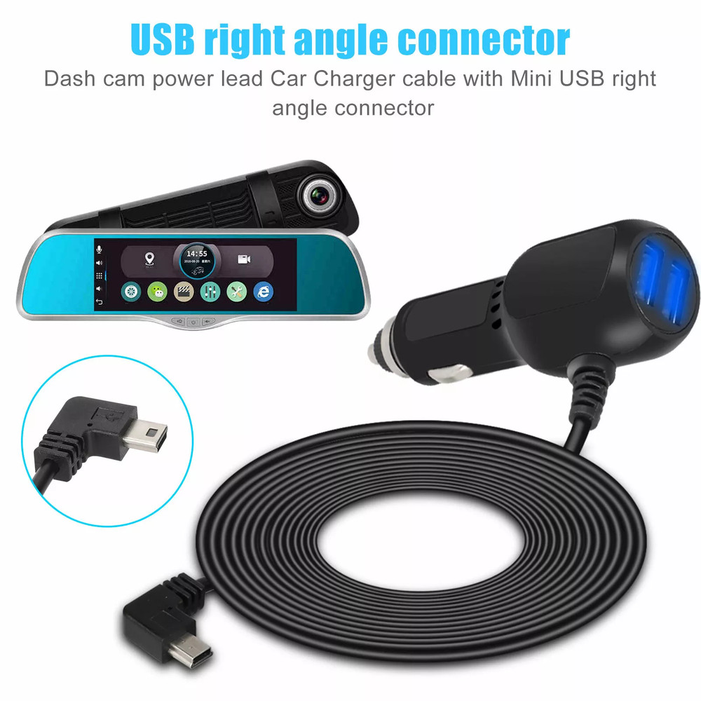 Secure USB Connection Car Charger Cable Power Cord Supply for Camera GPS