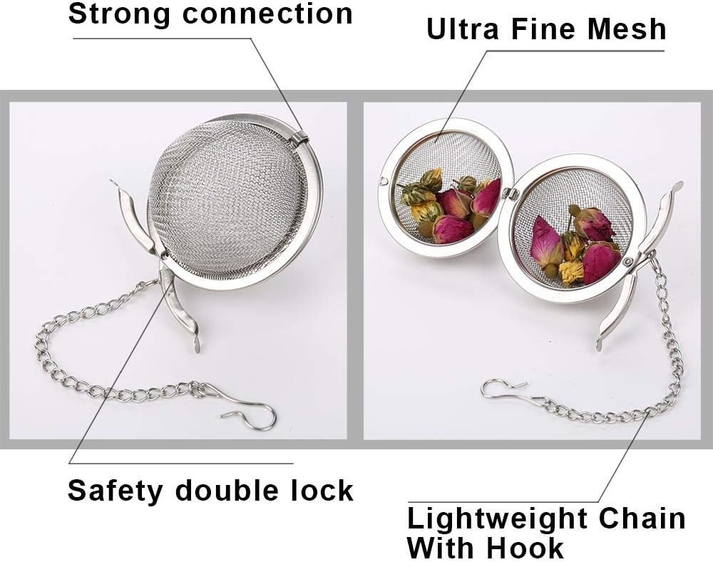 2Pcs Stainless Steel Tea Infuser - Fine Mesh Strainer for Loose Leaf Tea