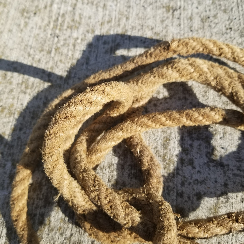 Authentic Antique Barn Rope x2 pullies Hook Approx. 17ft Length 1/2" thick