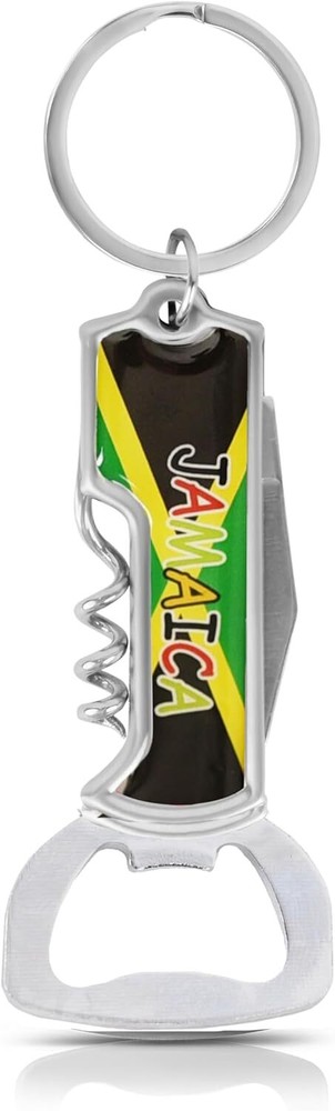 Multifunctional Bottle Opener Keychain Corkscrew Keychains-Carribean Countries