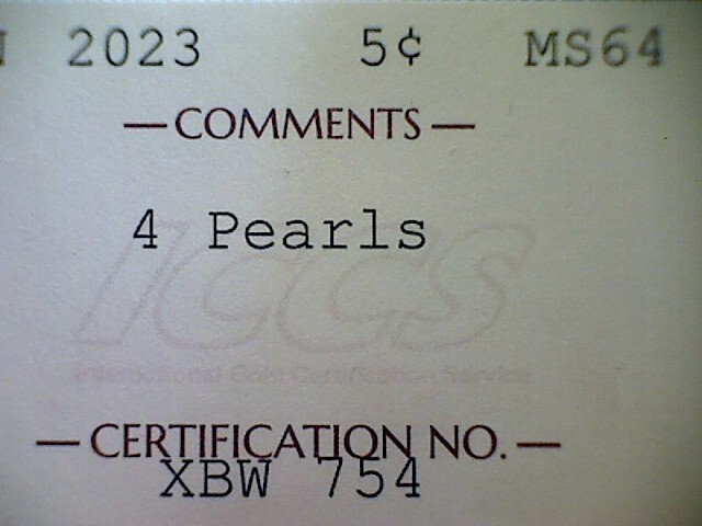 2023 Canada 5c ICCS MS 64 4 Pearls