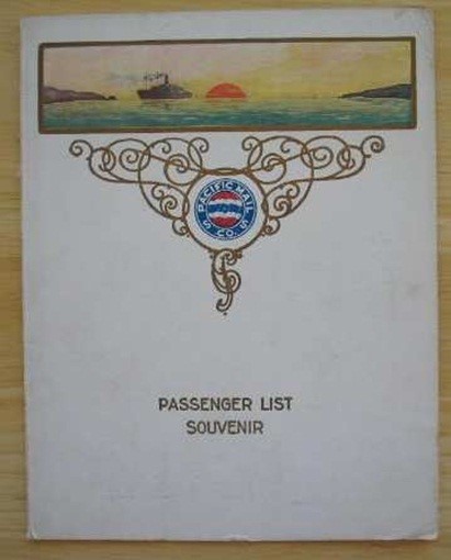 MONGOLIA (Pacific Mail) 1913 Passenger List