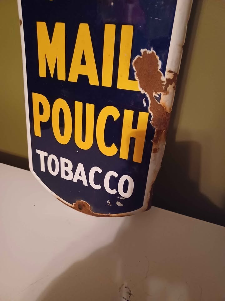 Antique Porcelain Mail Pouch Thermometer