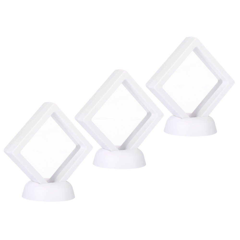 3Pcs 3D Floating Display Case, Coin Display Holder Case(White, 2.8x2.8″)