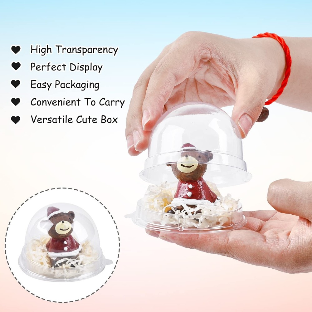 100Pcs Clear Plastic Mini Cake Boxes with Dome Lids, Mini Bundt Cake Containers