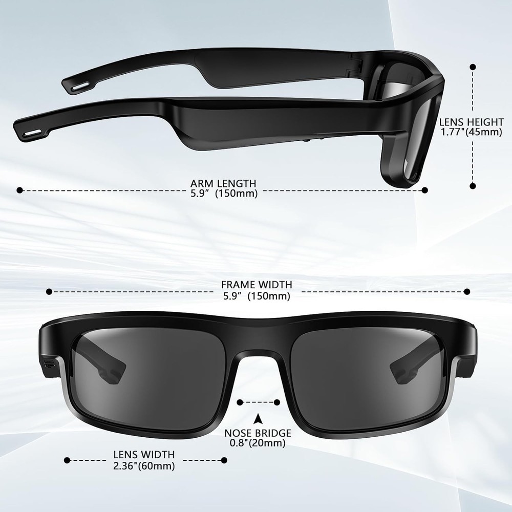 Smart Glasses, Polarized Bluetooth Sunglasses with Speaker, Voice Assistant, Ope