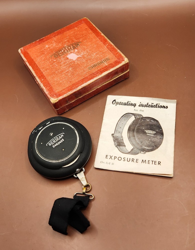 Vintage Bertram Chronos CINE Exposure Meter - Box, Instructions, Strap -...