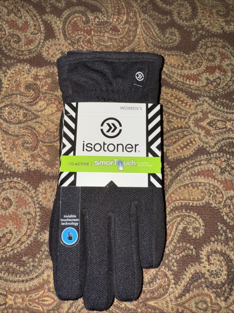 Women’s Isontoner Black Active Smartouch Gloves NWT